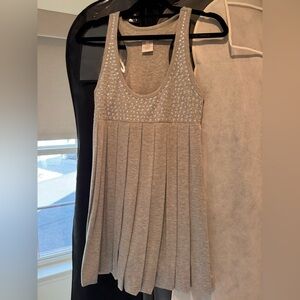 Gray Sleeveless Bubble Dress with Silver Stud Accent
